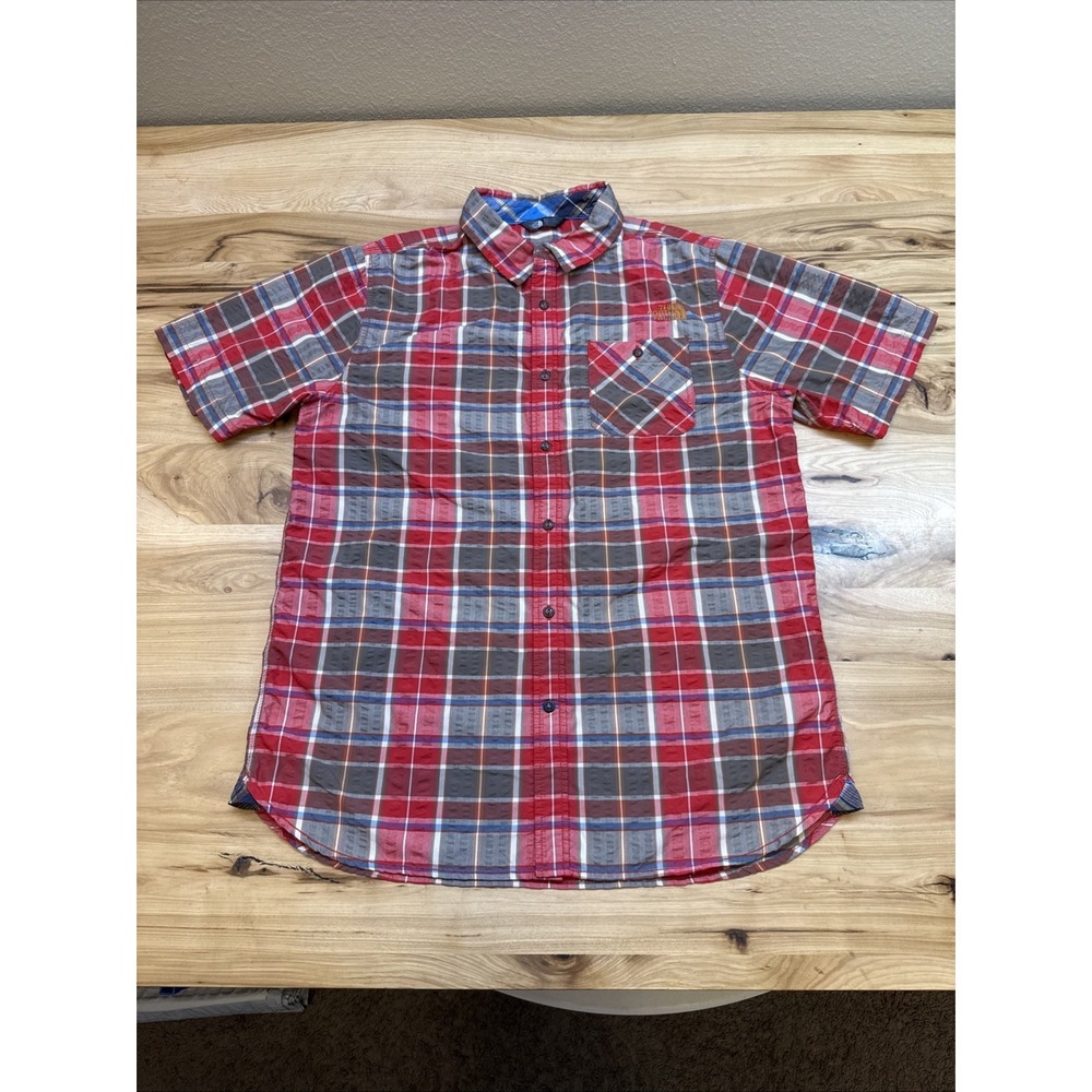 The North Face Shirt Mens Large Red Plaid Lightweight Outdoor Button Up